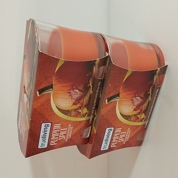 True Living Pumpkin Spice Fragranced Candles Two separate packages of 2 - Picture 5 of 6